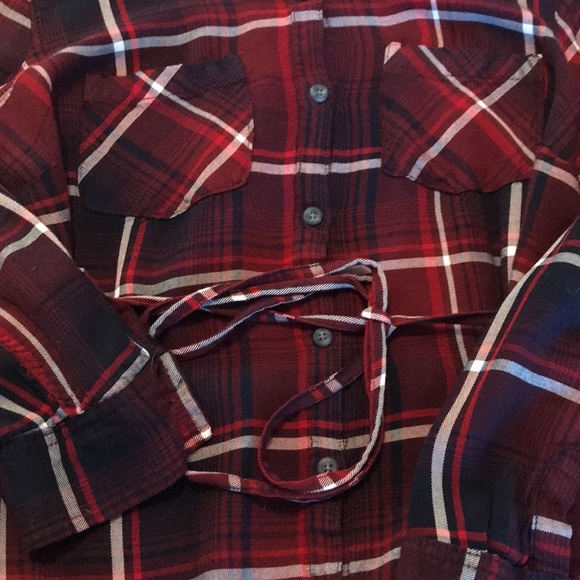 Isabel Maternity Tie Waist Plaid Top - Picture 2 of 5